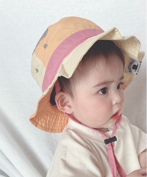MAKE YOUR DAY(メイクユアデイ)の「日よけ付きナイロンハット(ハット・キッズ・マスタード/ネイビー/オレンジ・59/50/54/56/52/48/46)」の3枚目の写真