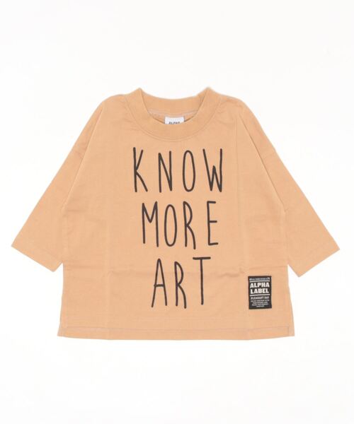 ALPHA LABEL(アルファーレーベル)の「KNOW MORE ART LOGO T-SHIRT(Tシャツ/カットソー・キッズ・ベージュ/グリーン/オフホワイト/チャコールグレー・90/140/150/100/110/120/130)」の3枚目の写真