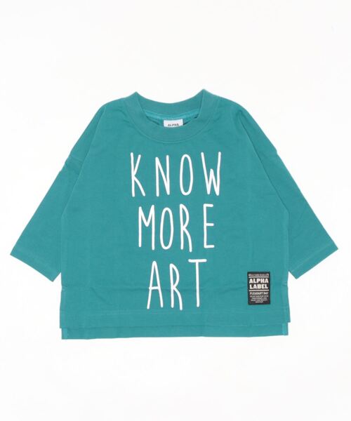 ALPHA LABEL(アルファーレーベル)の「KNOW MORE ART LOGO T-SHIRT(Tシャツ/カットソー・キッズ・ベージュ/グリーン/オフホワイト/チャコールグレー・90/140/150/100/110/120/130)」の4枚目の写真