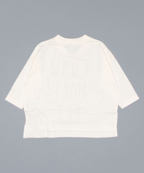 ALPHA LABEL(アルファーレーベル)の「KNOW MORE ART LOGO T-SHIRT(Tシャツ/カットソー・キッズ・ベージュ/グリーン/オフホワイト/チャコールグレー・90/140/150/100/110/120/130)」の5枚目の写真