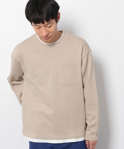 LAKOLE(ラコレ)の「ピケダンボールレイヤードTシャツ / 262981(Tシャツ/カットソー・メンズ・ベージュ/カーキ/ブルー/グリーン・MEDIUM/LARGE)」の1枚目の写真