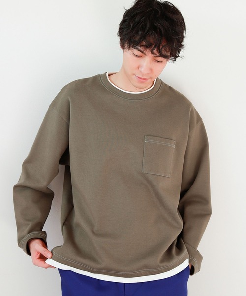 LAKOLE(ラコレ)の「ピケダンボールレイヤードTシャツ / 262981(Tシャツ/カットソー・メンズ・ベージュ/カーキ/ブルー/グリーン・MEDIUM/LARGE)」の2枚目の写真