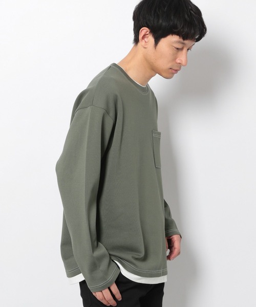 LAKOLE(ラコレ)の「ピケダンボールレイヤードTシャツ / 262981(Tシャツ/カットソー・メンズ・ベージュ/カーキ/ブルー/グリーン・MEDIUM/LARGE)」の3枚目の写真