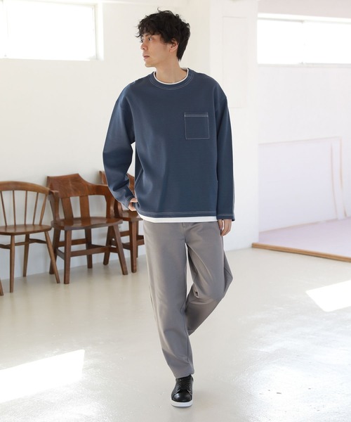 LAKOLE(ラコレ)の「ピケダンボールレイヤードTシャツ / 262981(Tシャツ/カットソー・メンズ・ベージュ/カーキ/ブルー/グリーン・MEDIUM/LARGE)」の9枚目の写真