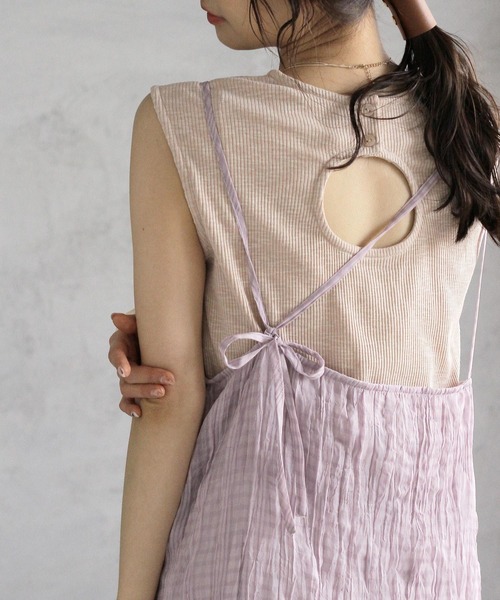 Crisp(クリスプ)の「ストライプバックスラッシュワンピース(ワンピース・レディース・パープル/ミント・FREE)」の19枚目の写真