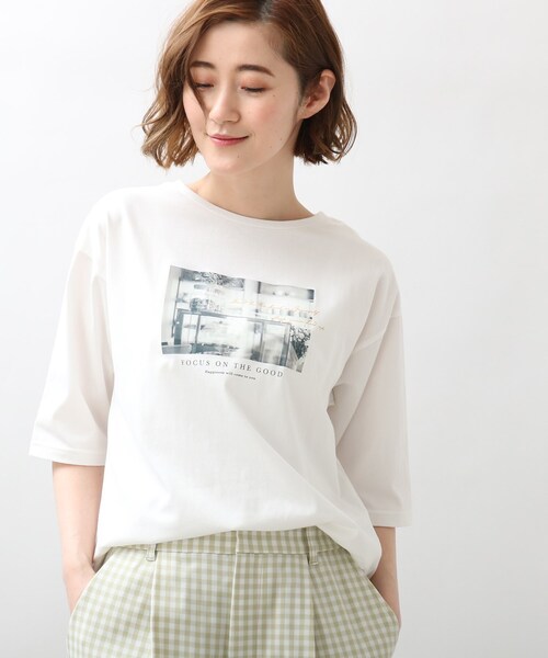 grove（グローブ）の「◆転写&ロゴアソートプリントTシャツ（Tシャツ/カットソー・レディース・オフホワイト/ピンク/アイボリー/グレー系その他/ブラック・01/02/03/04/05）」の2枚目の写真