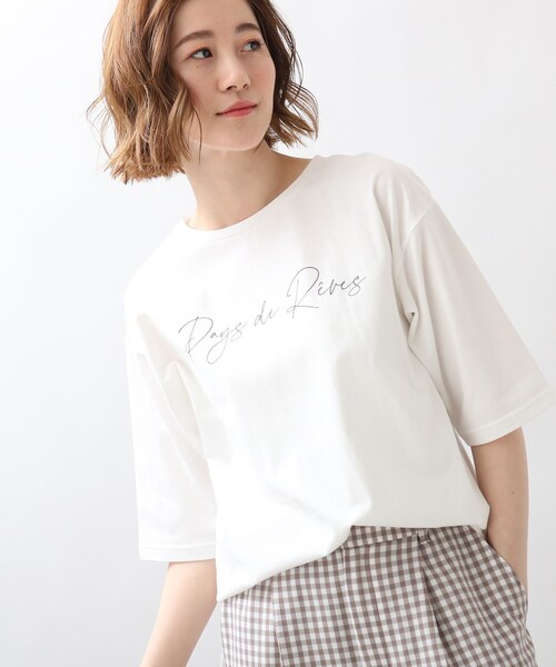 grove（グローブ）の「◆転写&ロゴアソートプリントTシャツ（Tシャツ/カットソー・レディース・オフホワイト/ピンク/アイボリー/グレー系その他/ブラック・01/02/03/04/05）」の3枚目の写真