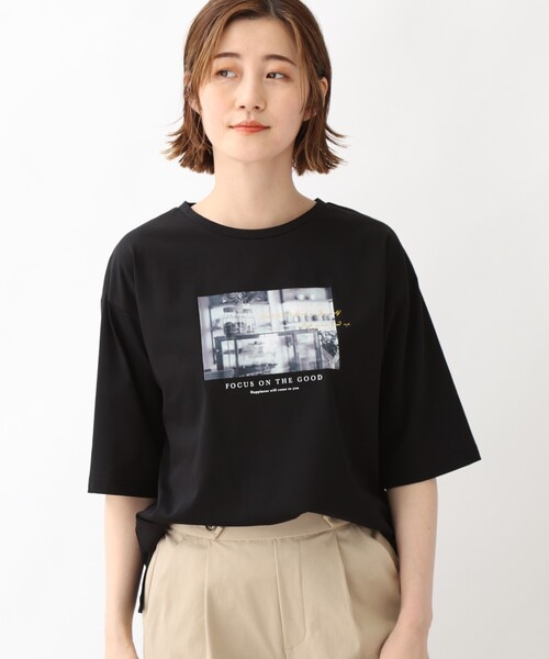 grove（グローブ）の「◆転写&ロゴアソートプリントTシャツ（Tシャツ/カットソー・レディース・オフホワイト/ピンク/アイボリー/グレー系その他/ブラック・01/02/03/04/05）」の4枚目の写真