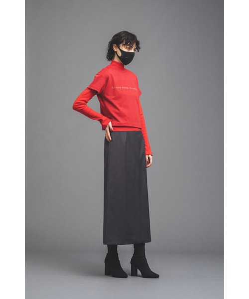 led.tokyo（レッドトウキョウ）の「【led.tokyo】'SMW,SMS'レイヤードカットトップ（Tシャツ/カットソー・レディース・ブラック/レッド・M）」の4枚目の写真