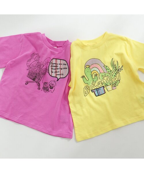 セール】/2色2柄ボタニカルTシャツ（Tシャツ/カットソー