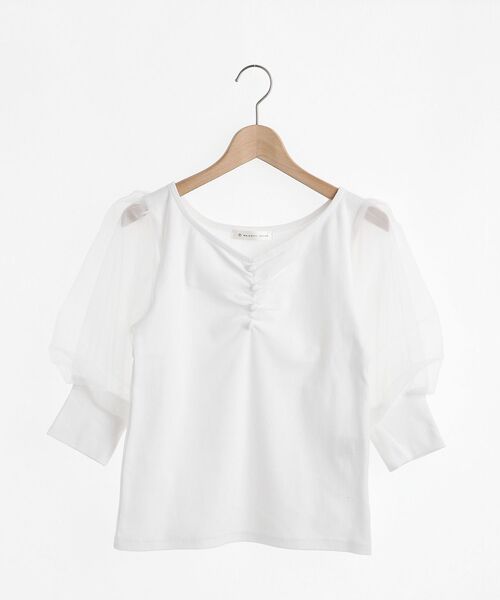 MAJESTIC LEGON（マジェスティックレゴン）の「ボリュームスリーブギャザートップス（Tシャツ/カットソー・レディース・ブラック/ブラウン/オフホワイト/ブルー・MEDIUM）」の9枚目の写真