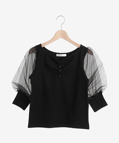 MAJESTIC LEGON（マジェスティックレゴン）の「ボリュームスリーブギャザートップス（Tシャツ/カットソー・レディース・ブラック/ブラウン/オフホワイト/ブルー・MEDIUM）」の12枚目の写真