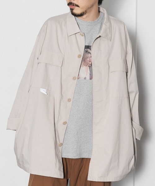 AMERICAN RAG CIE(アメリカンラグシー)の「タイプライターユースリティーオーバーシャツ(シャツ/ブラウス・メンズ・ベージュ/オリーブ・FREE)」の1枚目の写真