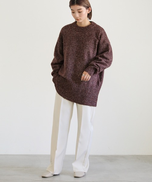 select MOCA(セレクトモカ)の「2022 AW クルーネックカラーネップオーバーニット(ニット/セーター・レディース・ライトブルー/ベージュ/ダークブラウン・FREE)」の18枚目の写真