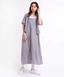 D1590 シアーチェックワンピ