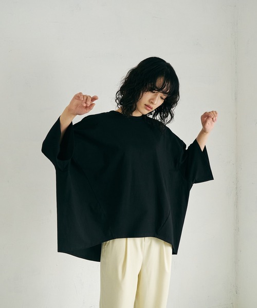 4youstory(フォーユーストーリー)の「【4youstory】コクーンTシャツ(Tシャツ/カットソー・レディース・ホワイト/ブラック/レッド・FREE)」の2枚目の写真