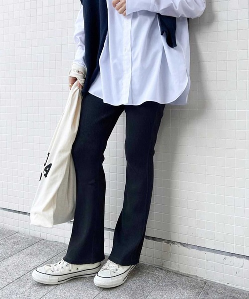 plage(プラージュ)の「【CALUX/キャラクス】 RIB パンツ2(その他パンツ・レディース・スミクロ/ホワイト×ホワイト/ブルー・36/38)」の3枚目の写真