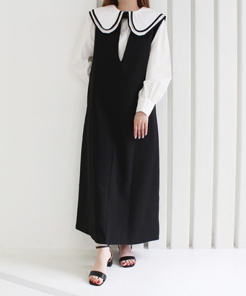 tシャツ ダブルラインセーラーカラートップス レディース ダブルラインセーラーカラートップス[品番：MDRW0004277]｜MODE