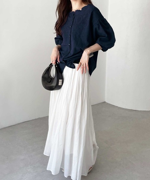 GeeRA（ジーラ）の「スカラップレースパフスリーブブラウス