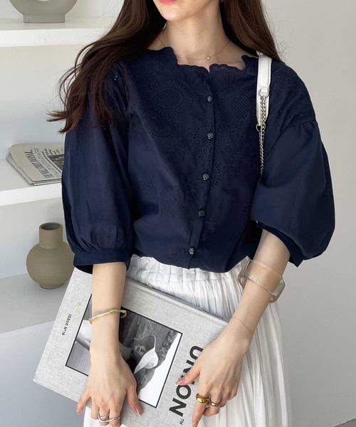 ケイナリタ スカラップ パフスリーブ ブラウス 白 38 ケイナリタ スカラップ パフスリーブ ブラウス 白 38 ケイナリタ