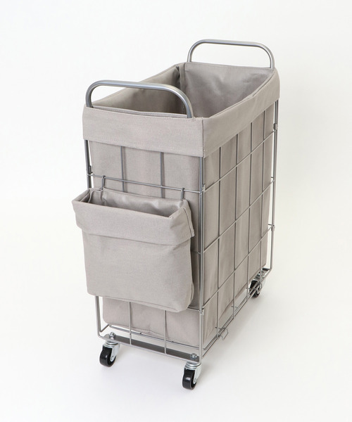 LBC(エルビーシー)の「【WEB限定】折りたためるランドリースクエアバスケット ポケット・キャスター付き38L(ランドリーグッズ・レディース・ダークグリーン/グレー/オフホワイト・FREE)」の19枚目の写真