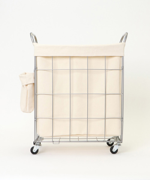 LBC(エルビーシー)の「【WEB限定】折りたためるランドリースクエアバスケット ポケット・キャスター付き38L(ランドリーグッズ・レディース・ダークグリーン/グレー/オフホワイト・FREE)」の11枚目の写真