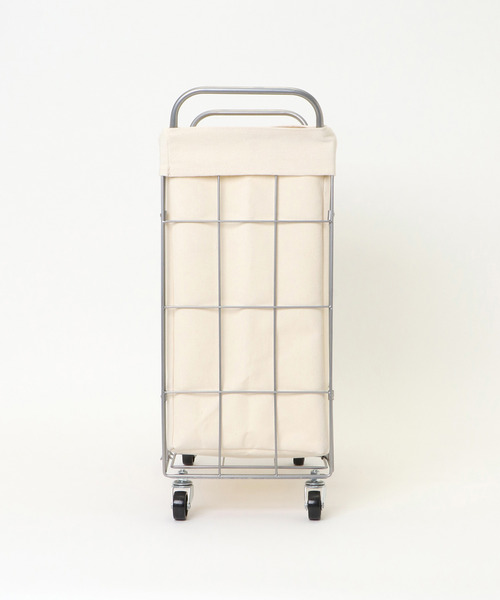 LBC(エルビーシー)の「【WEB限定】折りたためるランドリースクエアバスケット ポケット・キャスター付き38L(ランドリーグッズ・レディース・ダークグリーン/グレー/オフホワイト・FREE)」の9枚目の写真