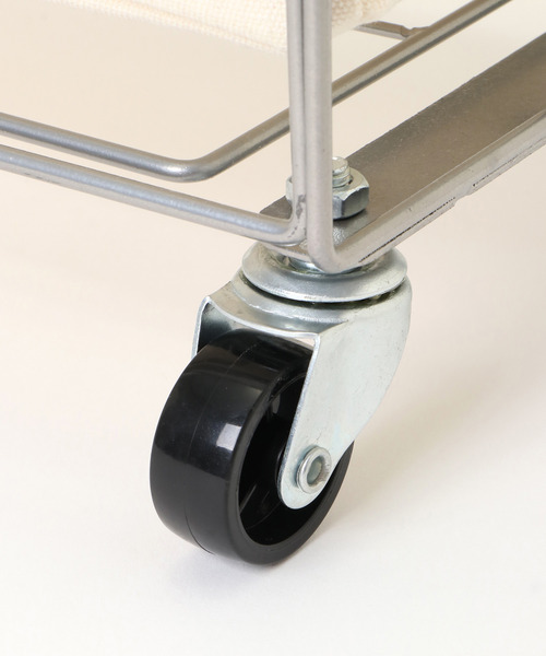 LBC(エルビーシー)の「【WEB限定】折りたためるランドリースクエアバスケット ポケット・キャスター付き38L(ランドリーグッズ・レディース・ダークグリーン/グレー/オフホワイト・FREE)」の5枚目の写真