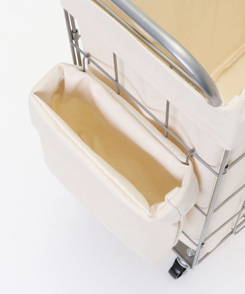LBC(エルビーシー)の「【WEB限定】折りたためるランドリースクエアバスケット ポケット・キャスター付き38L(ランドリーグッズ・レディース・ダークグリーン/グレー/オフホワイト・FREE)」の14枚目の写真