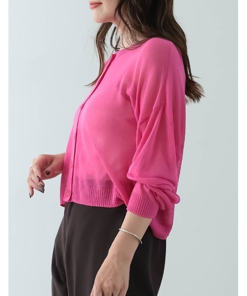 Re:EDIT（リエディ）の「シアーニットショート丈カーディガン（カーディガン/ボレロ・レディース・ピンク/ブラック/アイボリー/イエロー/グリーン/オレンジ/ブルー・FREE）」の17枚目の写真