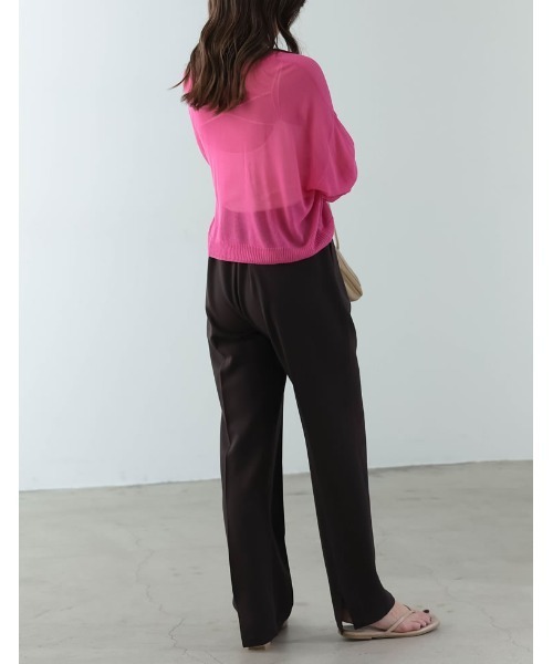 Re:EDIT（リエディ）の「シアーニットショート丈カーディガン（カーディガン/ボレロ・レディース・ピンク/ブラック/アイボリー/イエロー/グリーン/オレンジ/ブルー・FREE）」の19枚目の写真