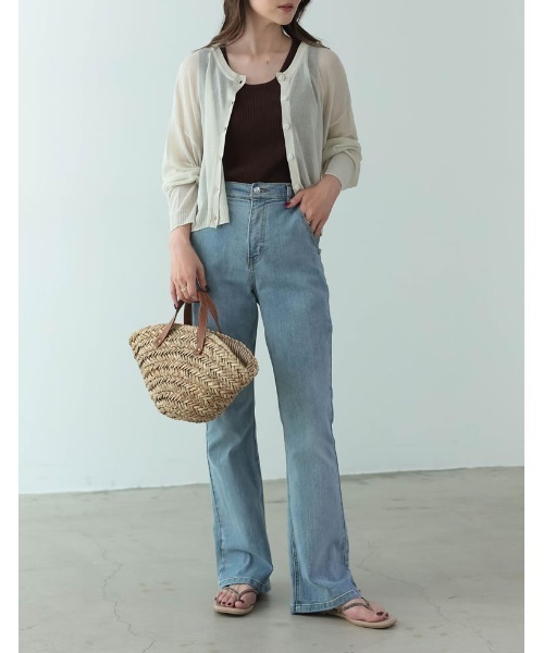 Re:EDIT（リエディ）の「シアーニットショート丈カーディガン（カーディガン/ボレロ・レディース・ピンク/ブラック/アイボリー/イエロー/グリーン/オレンジ/ブルー・FREE）」の14枚目の写真