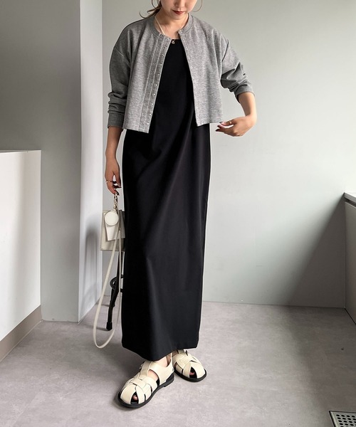 CAPRICIEUX LE'MAGE（カプリシューレマージュ）の「Wスナップクロップカーディガン（カーディガン/ボレロ・レディース・ブラック/グレー/オフホワイト/イエロー・FREE）」の8枚目の写真