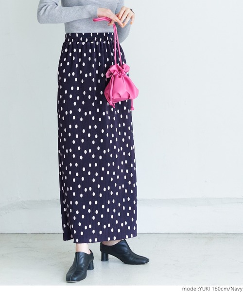 coca(coca)(コカ)の「レトロドット柄プリーツスカート(スカート・レディース・ネイビー・ONE SIZE)」の6枚目の写真