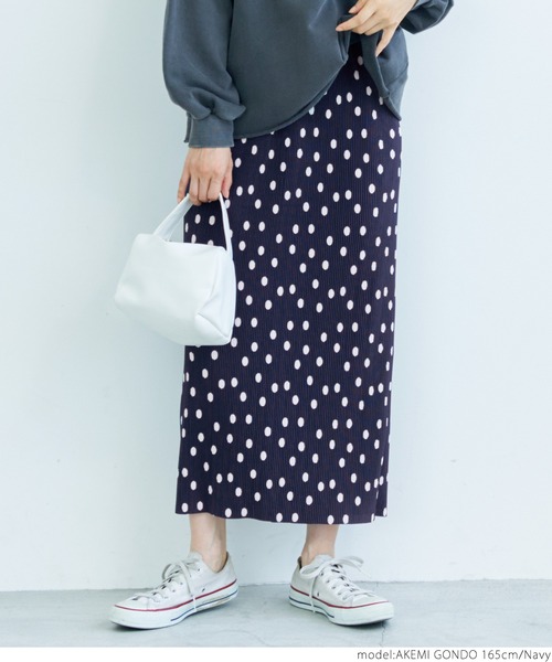 coca(coca)(コカ)の「レトロドット柄プリーツスカート(スカート・レディース・ネイビー・ONE SIZE)」の9枚目の写真