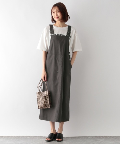 GLOBAL WORK（グローバルワーク）の「リネン混カツラギジャンスカ/352852（ジャンパースカート・レディース・ベージュ/ダークグレー・FREE）」の6枚目の写真