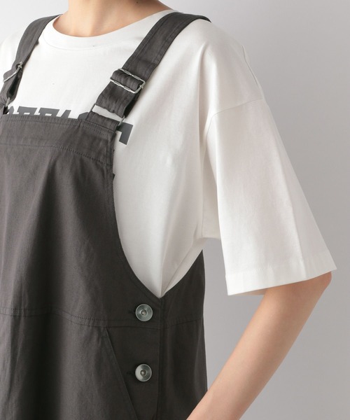 GLOBAL WORK（グローバルワーク）の「リネン混カツラギジャンスカ/352852（ジャンパースカート・レディース・ベージュ/ダークグレー・FREE）」の8枚目の写真