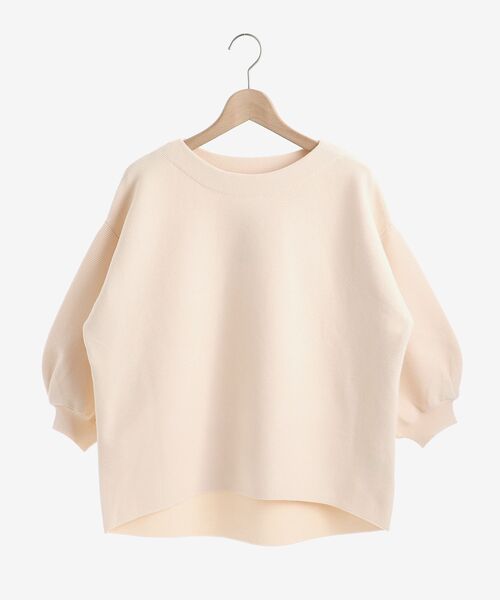 le.coeur blanc（ルクールブラン）の「ガーター編みストレッチコクーンニット（ニット/セーター・レディース・グリーン/アイボリー/ダークグレー・38）」の4枚目の写真