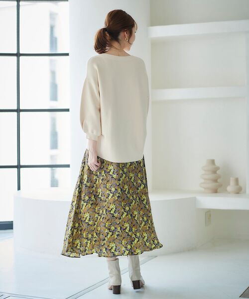 le.coeur blanc（ルクールブラン）の「ガーター編みストレッチコクーンニット（ニット/セーター・レディース・グリーン/アイボリー/ダークグレー・38）」の7枚目の写真