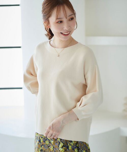 le.coeur blanc（ルクールブラン）の「ガーター編みストレッチコクーンニット（ニット/セーター・レディース・グリーン/アイボリー/ダークグレー・38）」の10枚目の写真