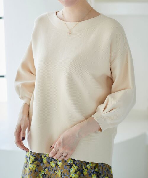 le.coeur blanc（ルクールブラン）の「ガーター編みストレッチコクーンニット（ニット/セーター・レディース・グリーン/アイボリー/ダークグレー・38）」の12枚目の写真