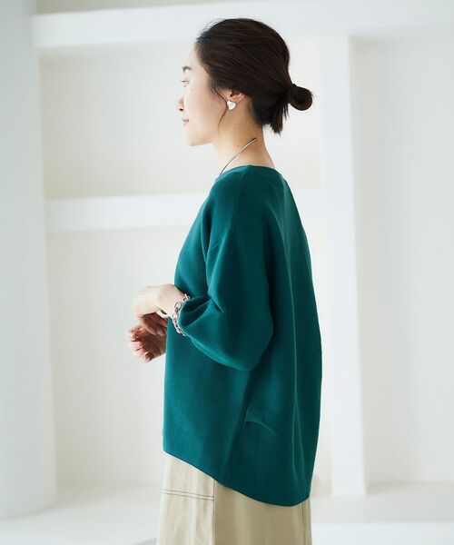 le.coeur blanc（ルクールブラン）の「ガーター編みストレッチコクーンニット（ニット/セーター・レディース・グリーン/アイボリー/ダークグレー・38）」の20枚目の写真