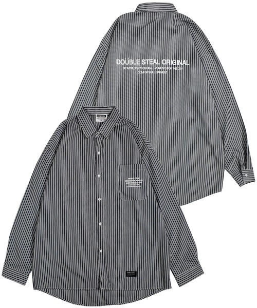 DOUBLE STEAL(ダブルスティール)の「Stripe Shirts 長袖シャツ(シャツ/ブラウス・メンズ・ブルー/ブラック・X-LARGE/MEDIUM/LARGE)」の2枚目の写真