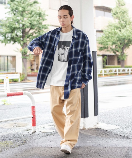 WEGO（ウィゴー）の「WEGO/オンブレチェックBIGシャツ（シャツ/ブラウス・メンズ・ブルー系その他2/ブラック系その他2・LARGE/MEDIUM）」の10枚目の写真