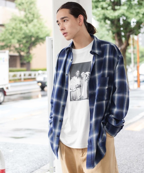 WEGO（ウィゴー）の「WEGO/オンブレチェックBIGシャツ（シャツ/ブラウス・メンズ・ブルー系その他2/ブラック系その他2・LARGE/MEDIUM）」の4枚目の写真