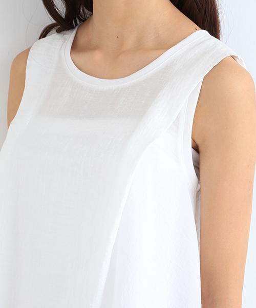 B:MING by BEAMS（ビーミングバイビームス）の「＜InRed 9月号掲載＞ビーミング by ビームス / サーキュラー ノースリーブブラウス（シャツ/ブラウス・レディース・ホワイト/ブラック/サックスブルー・ONE SIZE）」の7枚目の写真