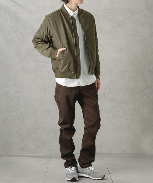 NAVY(ネイビー)の「無地MA-1タイプジャケット(ブルゾン・メンズ・カーキ/ブラック/チャコール・L/M/XXL/XL)」の17枚目の写真