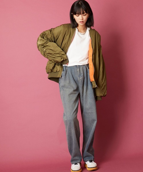 unrelaxing(アンリラクシング)の「オーバーサイズMA-1ブルゾン(MA-1・メンズ・アイボリー/カーキ/ブラック/ライトグレー・FREE)」の15枚目の写真