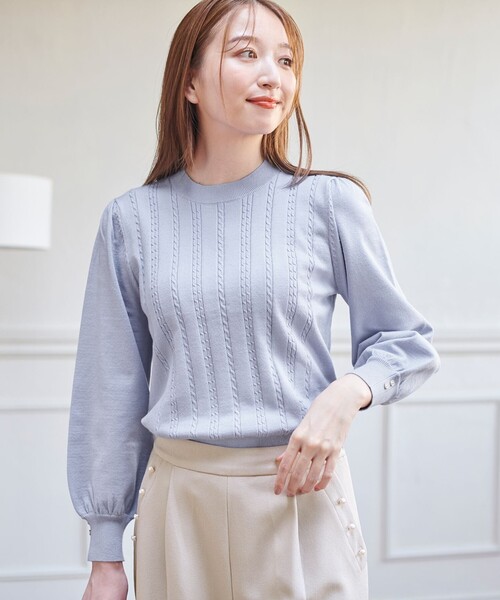 ANY SIS(エニィスィス)の「【洗える】ミニケーブルカラー ニット(ニット/セーター・レディース・アイボリー系/ブラック系/ローズ系/オレンジ系/グリーン系/スカイブルー系・2)」の5枚目の写真