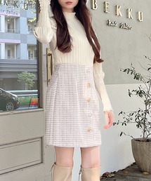 MIIA | マルチ釦ツイード台形ミニスカート(スカート)